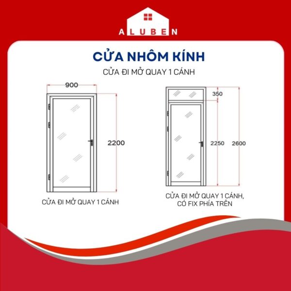 Mẫu tiêu chuẩn cửa đi mở quay